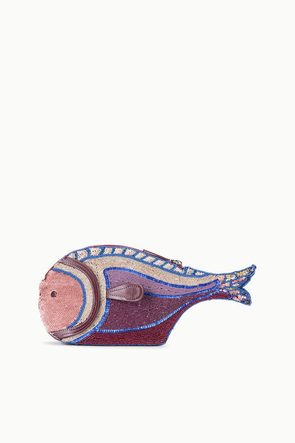STAUD Handbags Pesce Beaded Clutch Ultraviolet