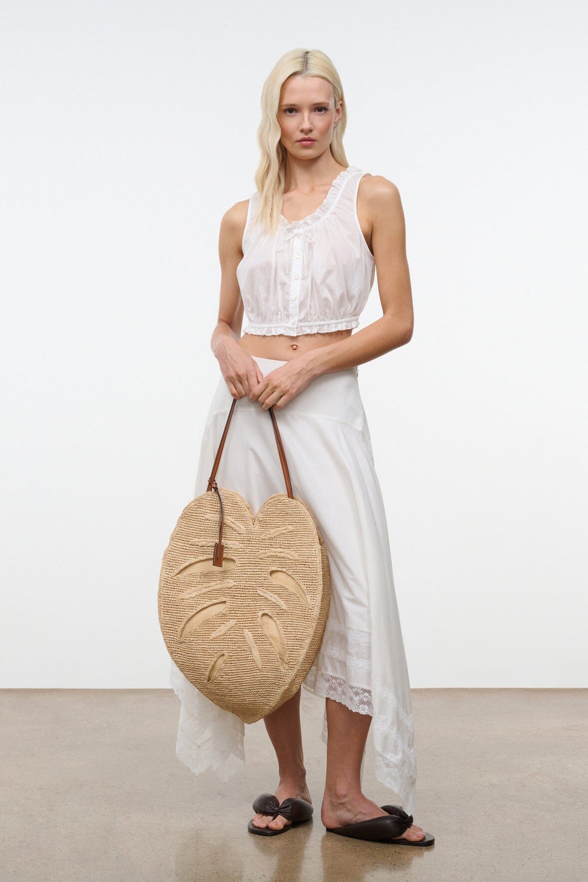 STAUD Handbags Large Palm Raffia Bag Natural