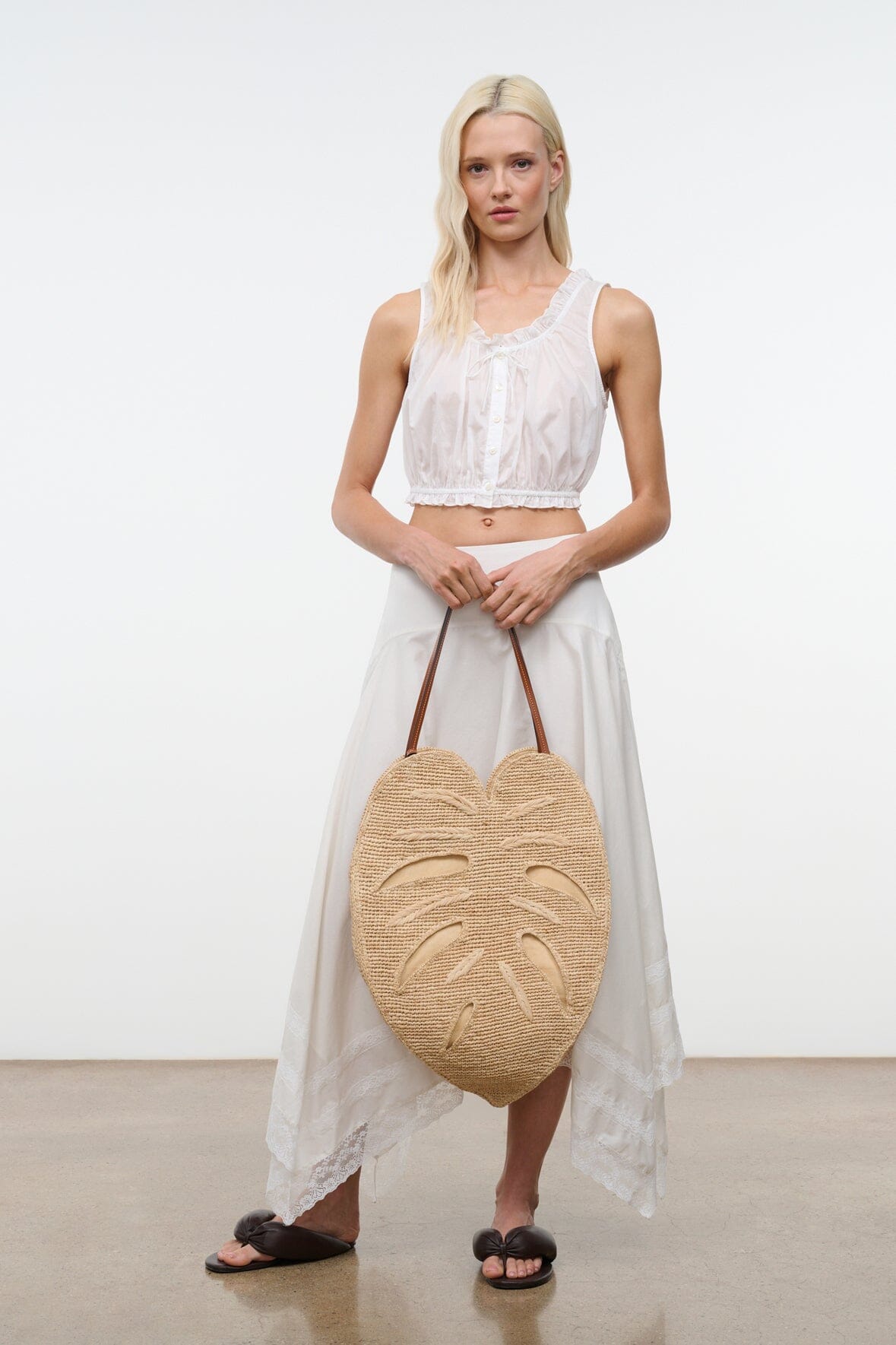 STAUD Handbags Large Palm Raffia Bag Natural