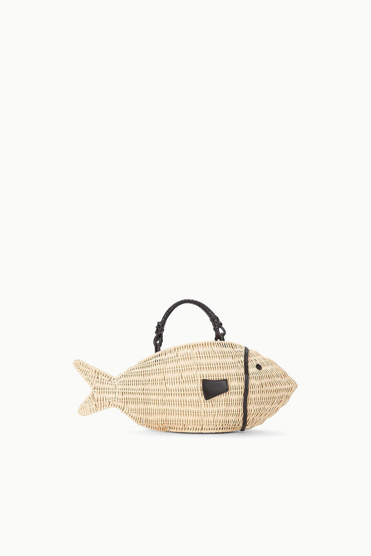 STAUD Handbags Cleo Fish Bag - Natural Wicker Fish Handbag - Staud