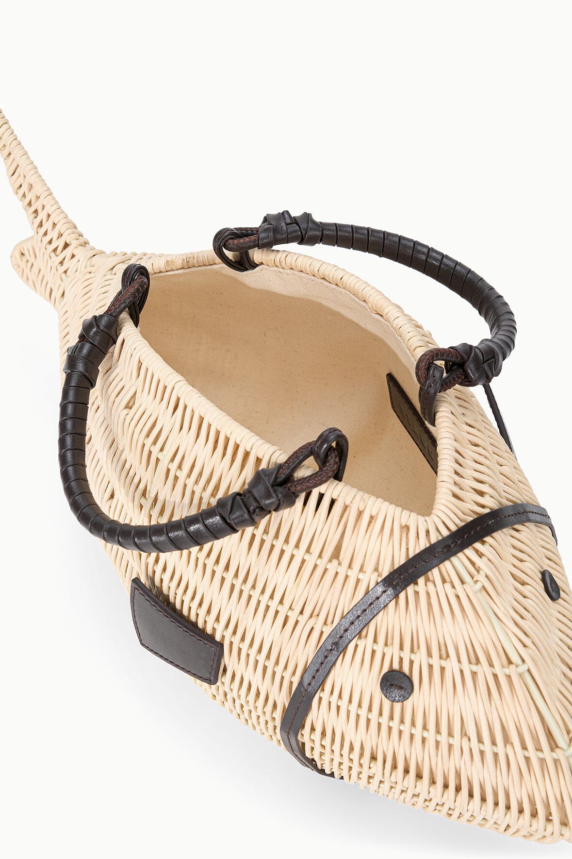 STAUD Handbags Cleo Fish Bag - Natural Wicker Fish Handbag - Staud