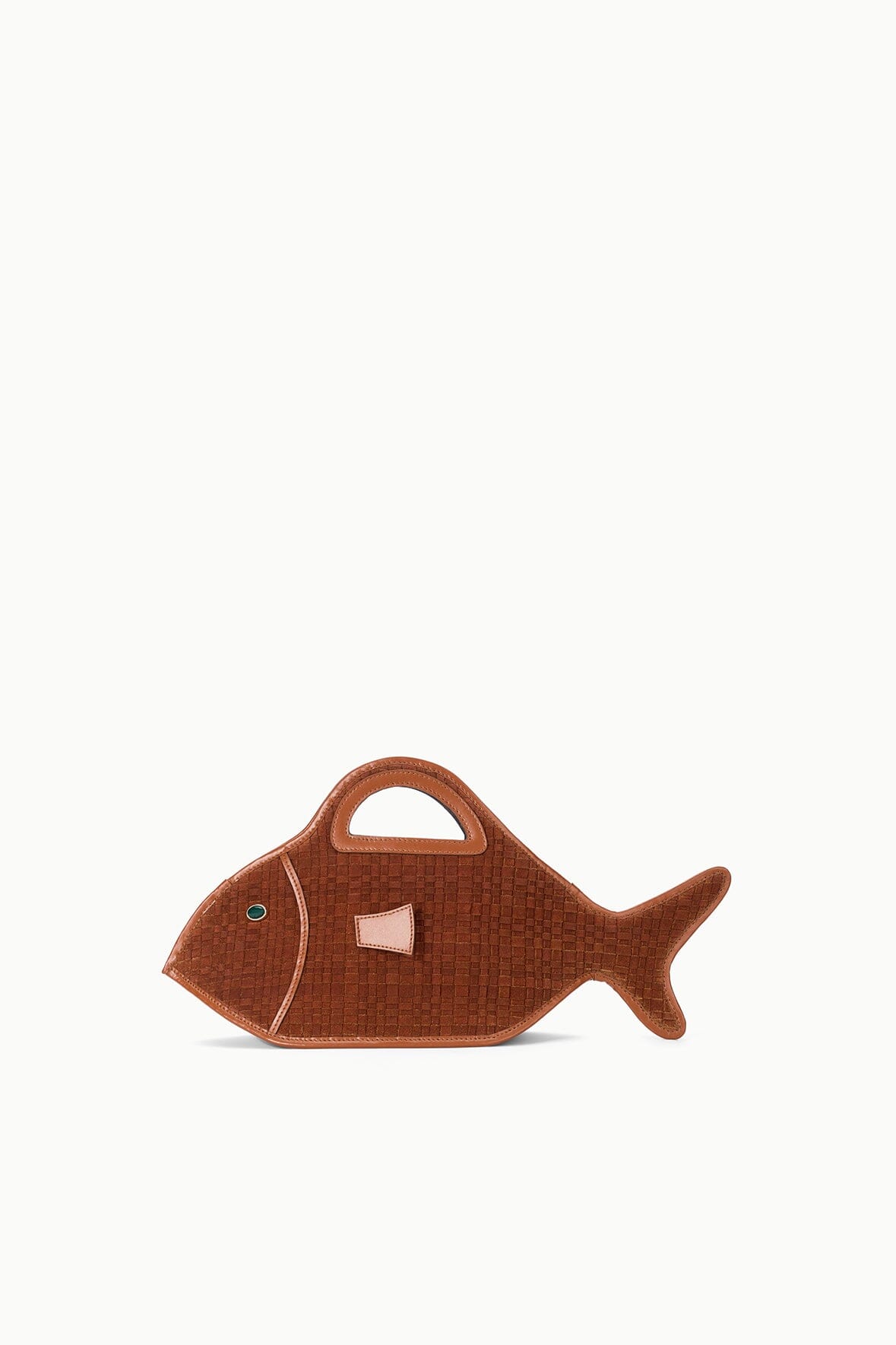 STAUD Handbags Cleo Fish Bag In Tabac - Unique Woven Suede Design