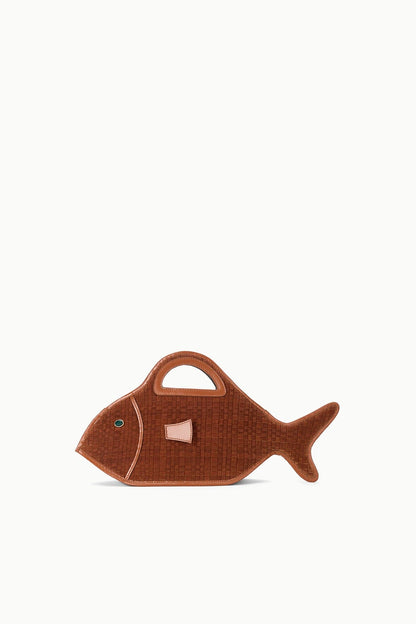 STAUD Handbags Cleo Fish Bag In Tabac - Unique Woven Suede Design