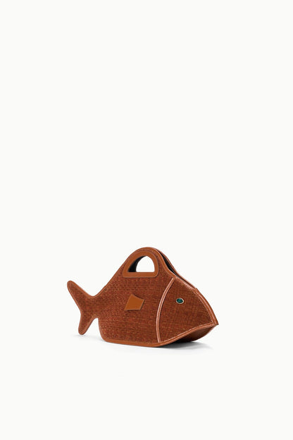 STAUD Handbags Cleo Fish Bag In Tabac - Unique Woven Suede Design