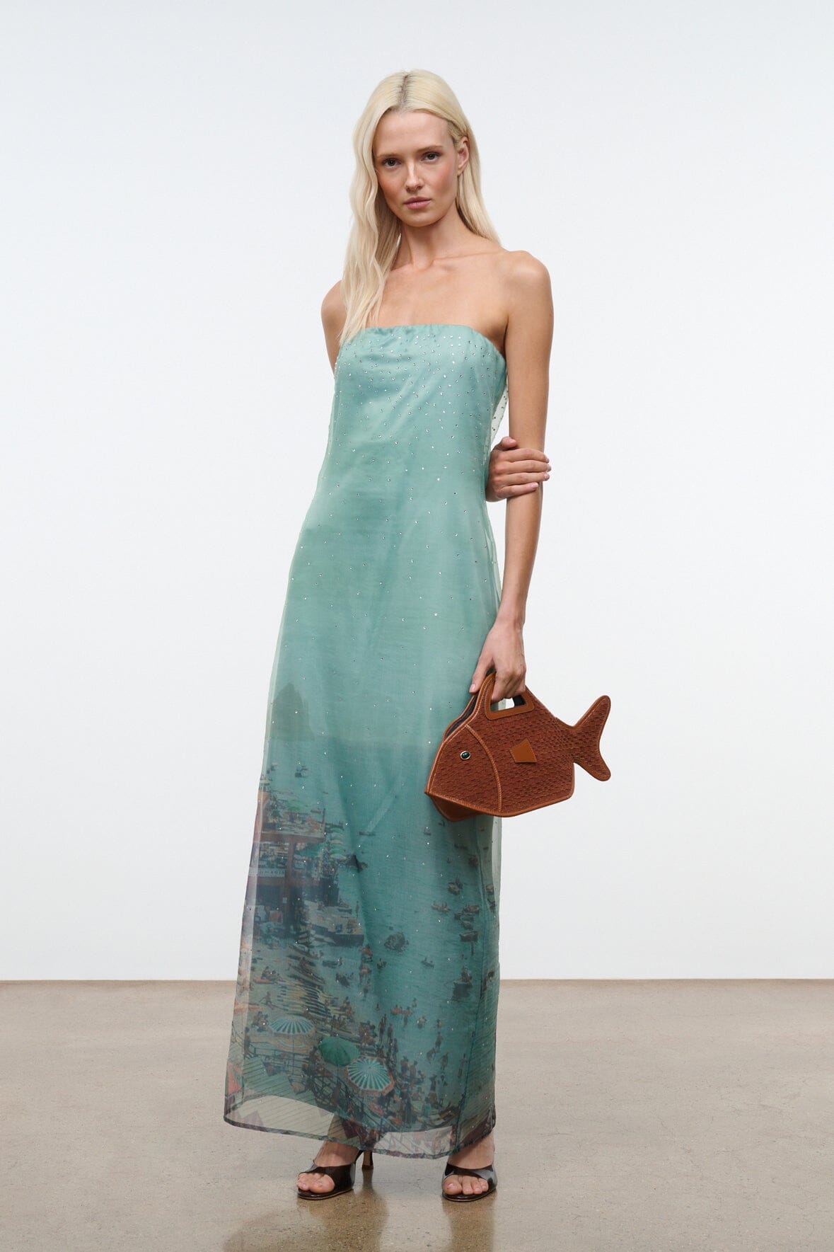 STAUD Handbags Cleo Fish Bag In Tabac - Unique Woven Suede Design