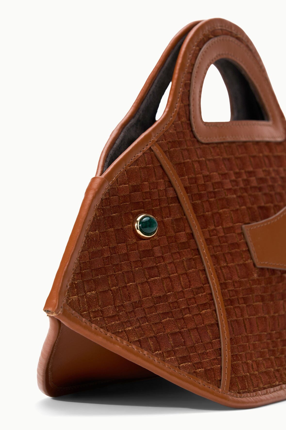 STAUD Handbags Cleo Fish Bag In Tabac - Unique Woven Suede Design
