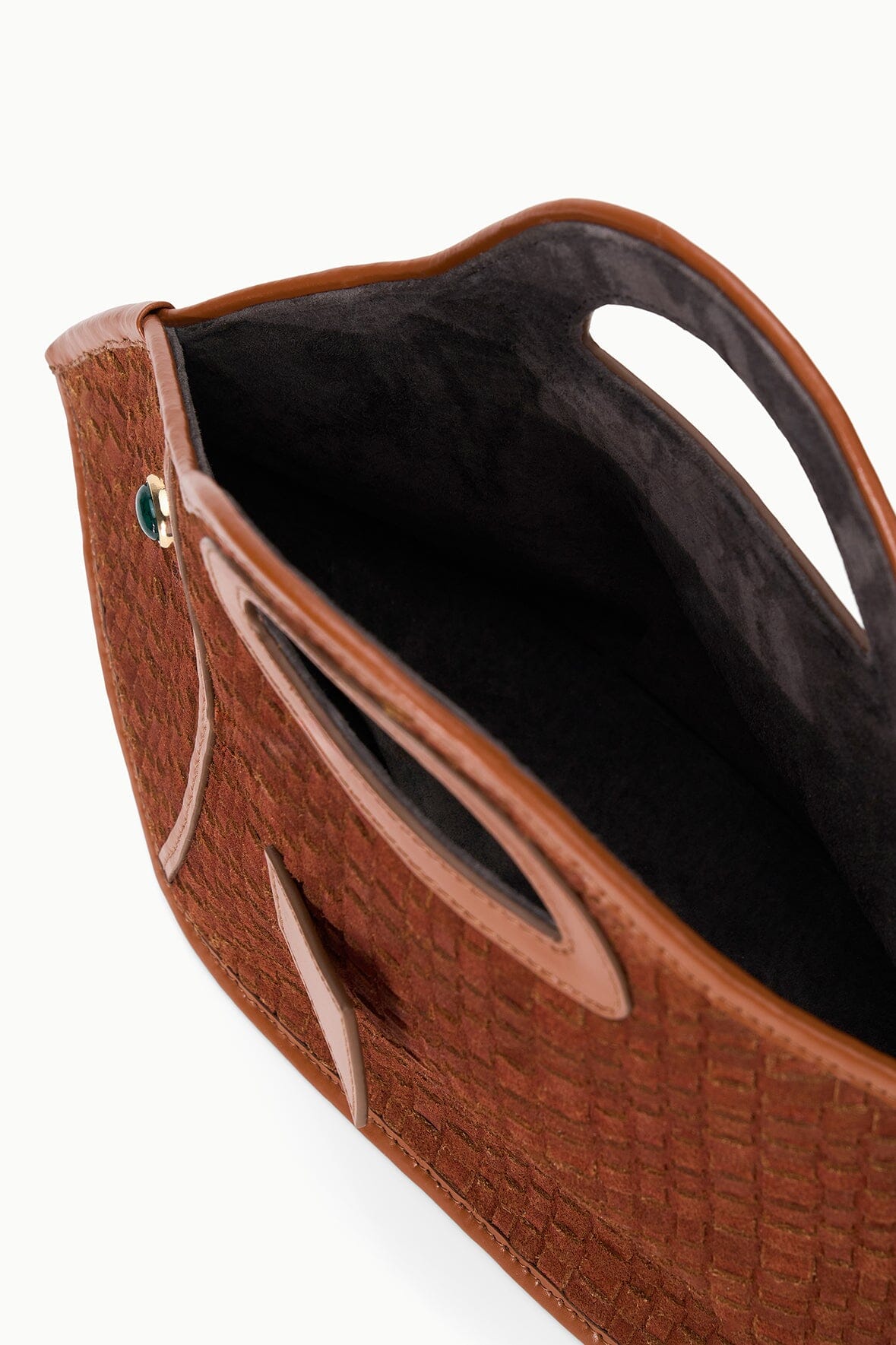 STAUD Handbags Cleo Fish Bag In Tabac - Unique Woven Suede Design