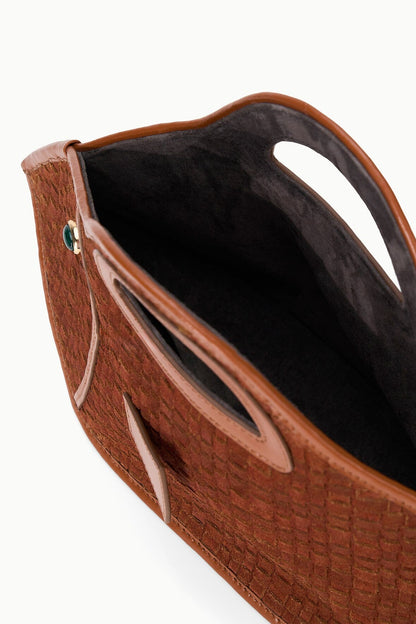 STAUD Handbags Cleo Fish Bag In Tabac - Unique Woven Suede Design