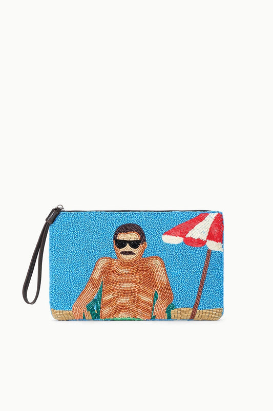 STAUD Handbags Tommy Beaded Large Pouch Sundaze