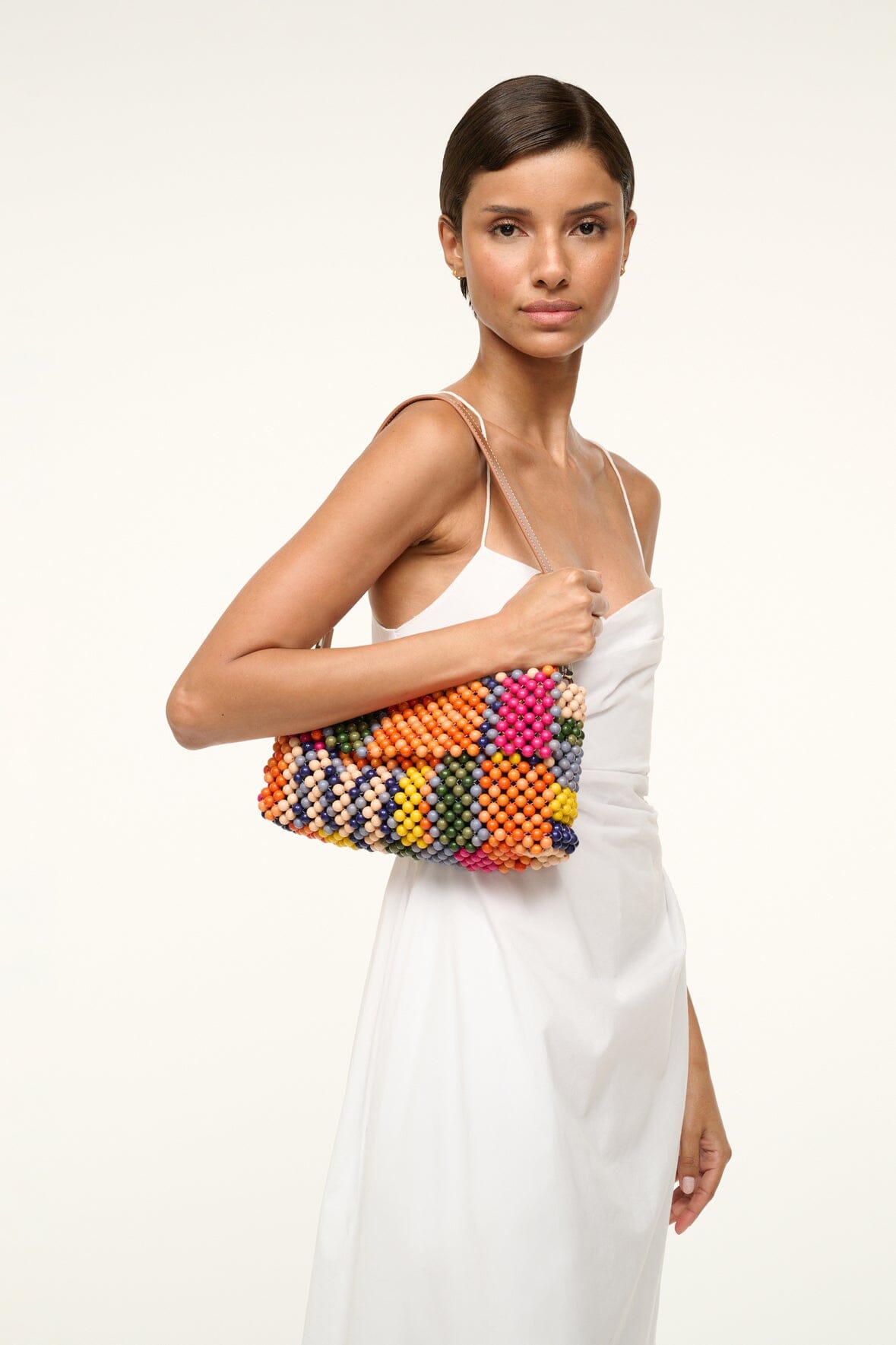 STAUD Handbags Timmy Beaded Shoulder Bag Multi Bayadere Stripe