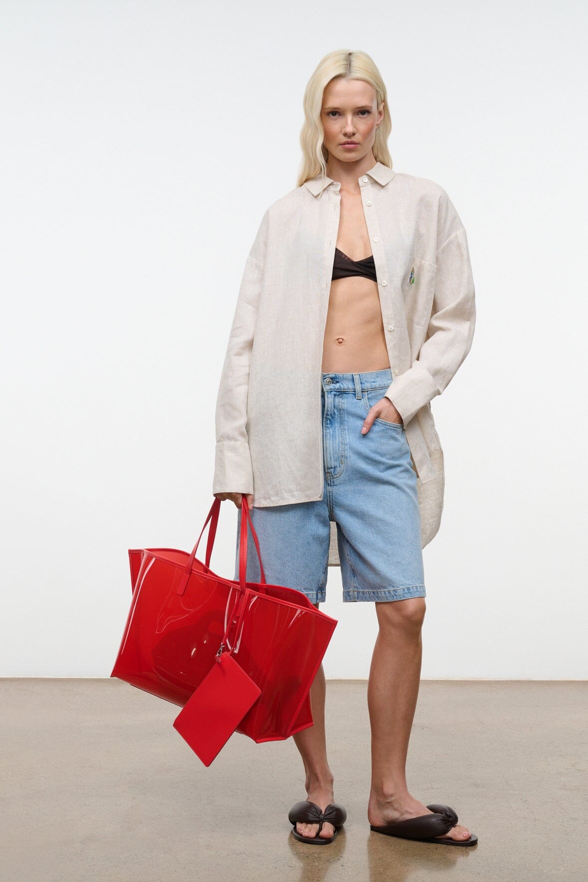 STAUD Handbags Christos Large Tote Red Rose