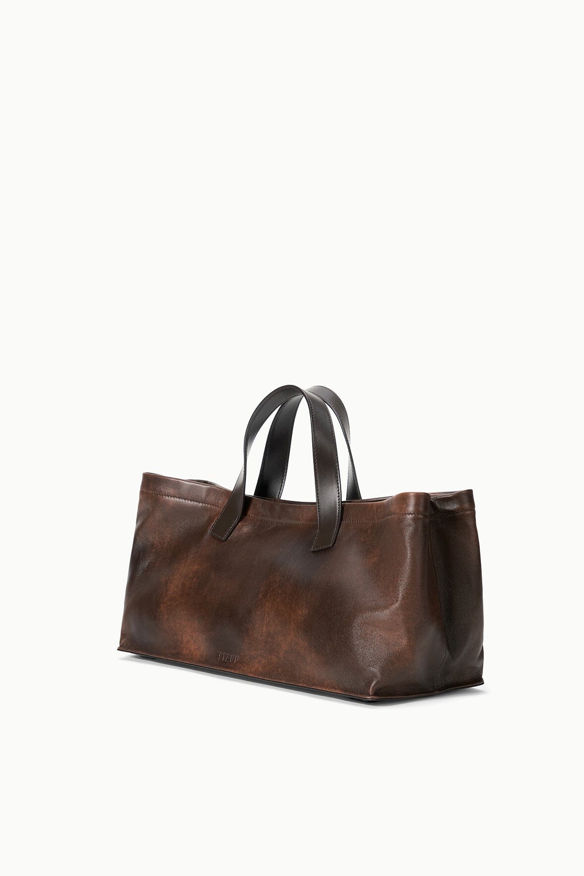STAUD Handbags Port Tote Espresso Distressed
