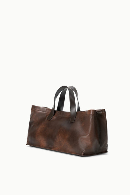 STAUD Handbags Port Tote Espresso Distressed