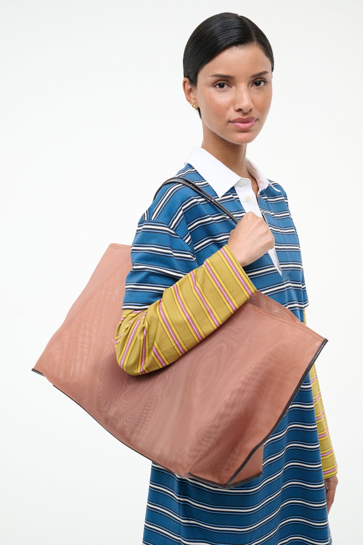 STAUD Handbags Christos Large Mesh Tote Camel
