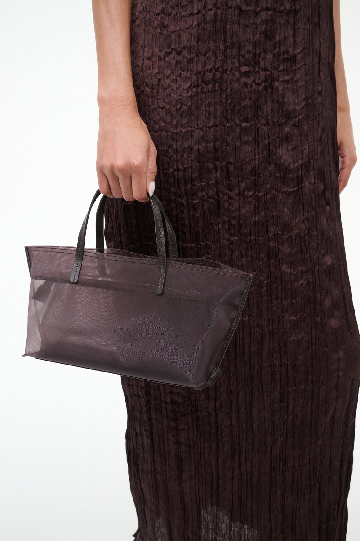 STAUD Handbags Christos Mini Mesh Tote Espresso