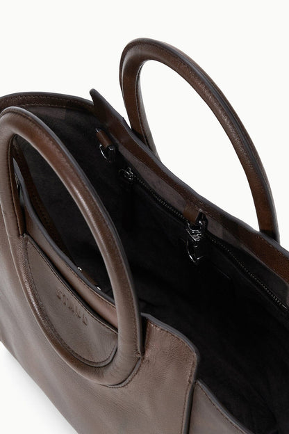 STAUD Handbags Maude Mini Tote Espresso Distressed