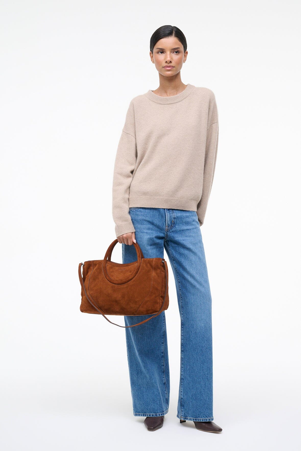 STAUD Handbags Maude Satchel Tabac Suede