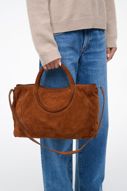 STAUD Handbags Maude Satchel Tabac Suede