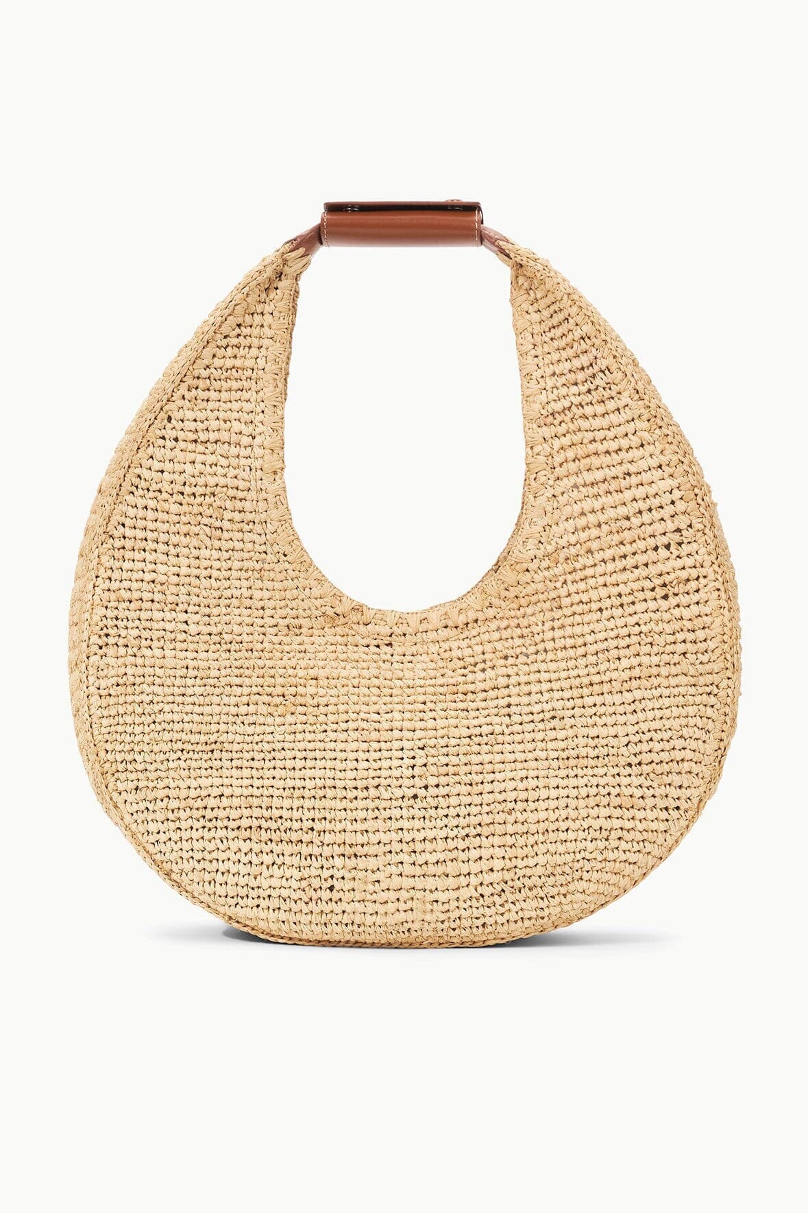 STAUD Handbags Large Raffia Moon Tote Bag Natural Tan