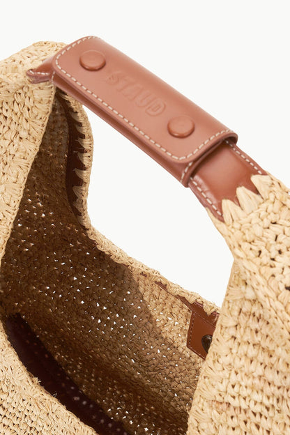 STAUD Handbags Large Raffia Moon Tote Bag Natural Tan