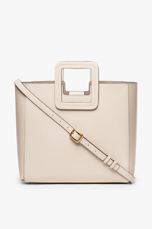STAUD Handbags Shirley Leather Tote Bag - Cream