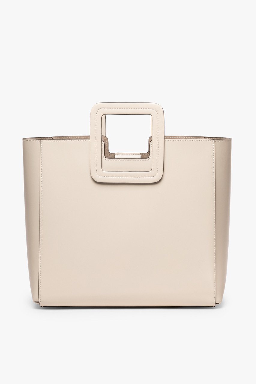 STAUD Handbags Shirley Leather Tote Bag - Cream