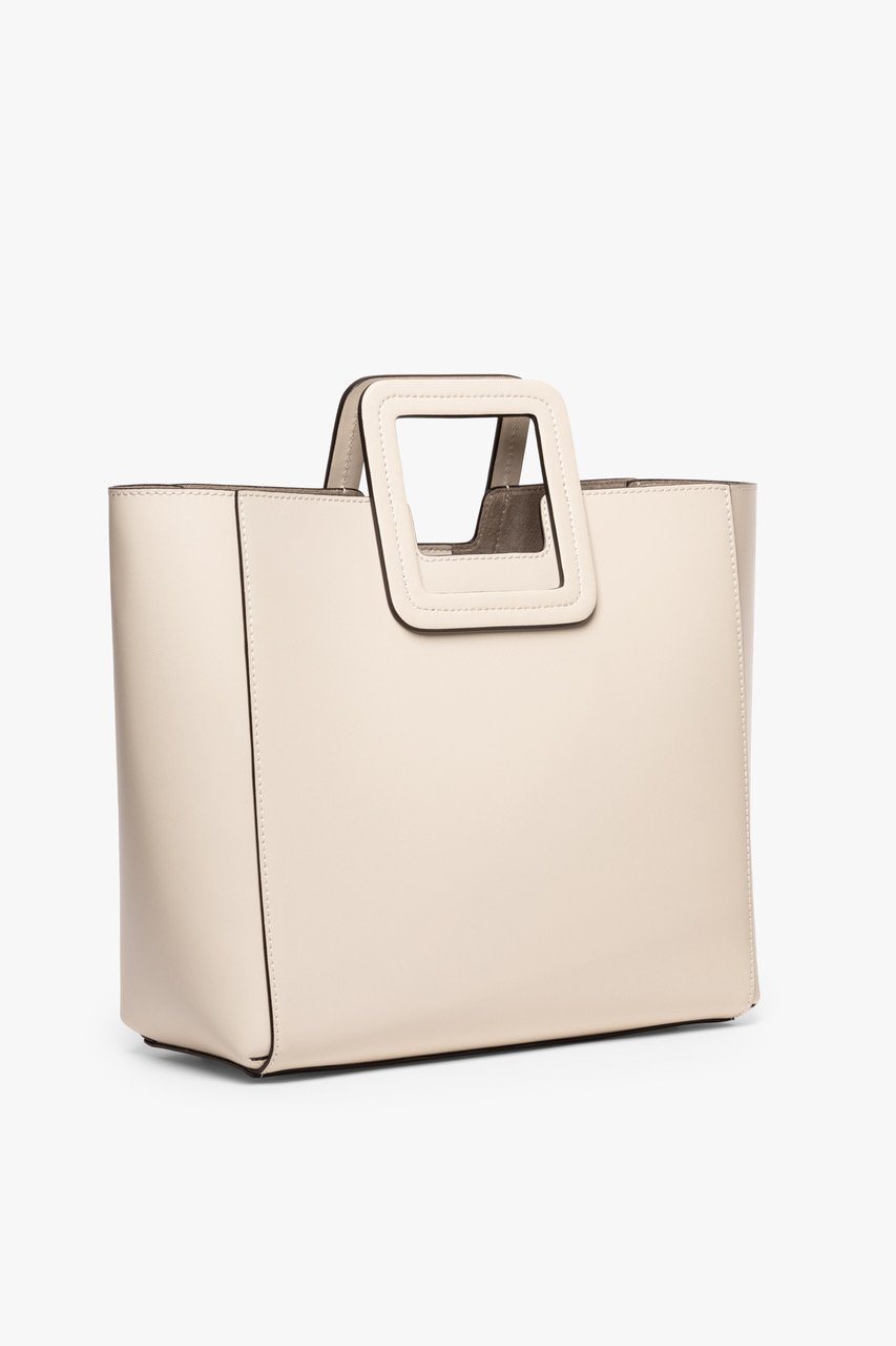 STAUD Handbags Shirley Leather Tote Bag - Cream