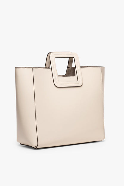 STAUD Handbags Shirley Leather Tote Bag - Cream