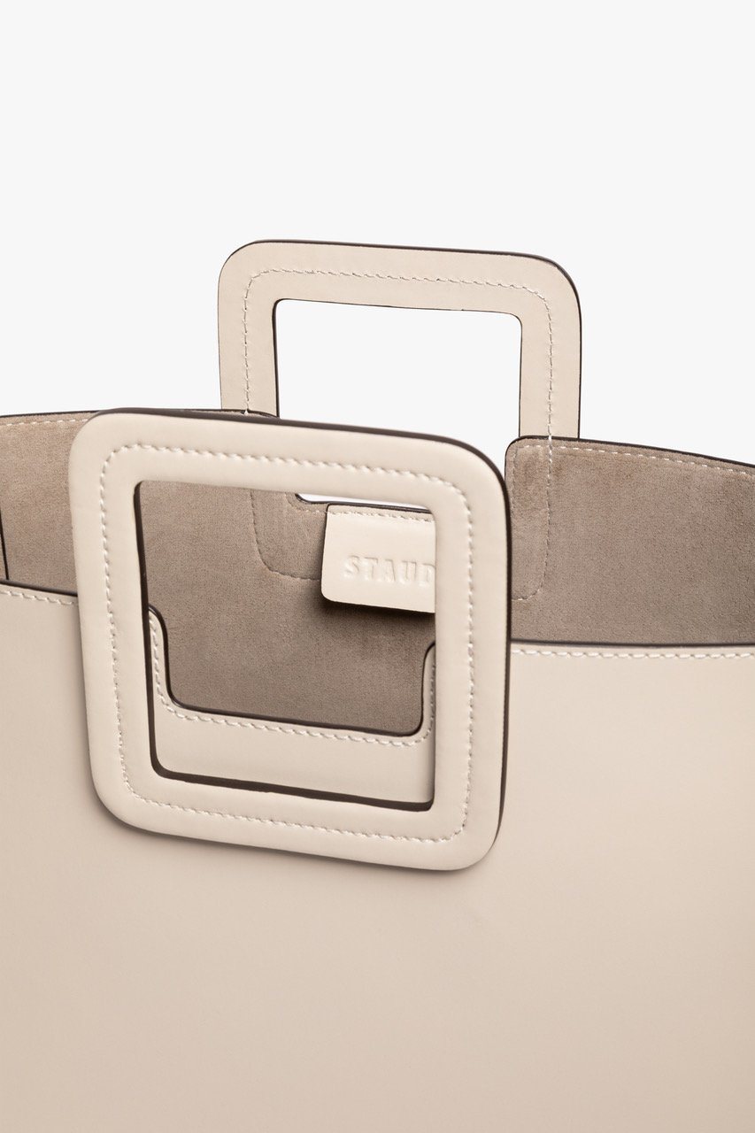 STAUD Handbags Shirley Leather Tote Bag - Cream