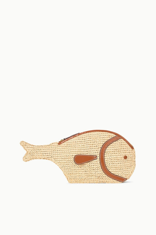 STAUD Handbags Pesce Raffia Clutch Natural Tan