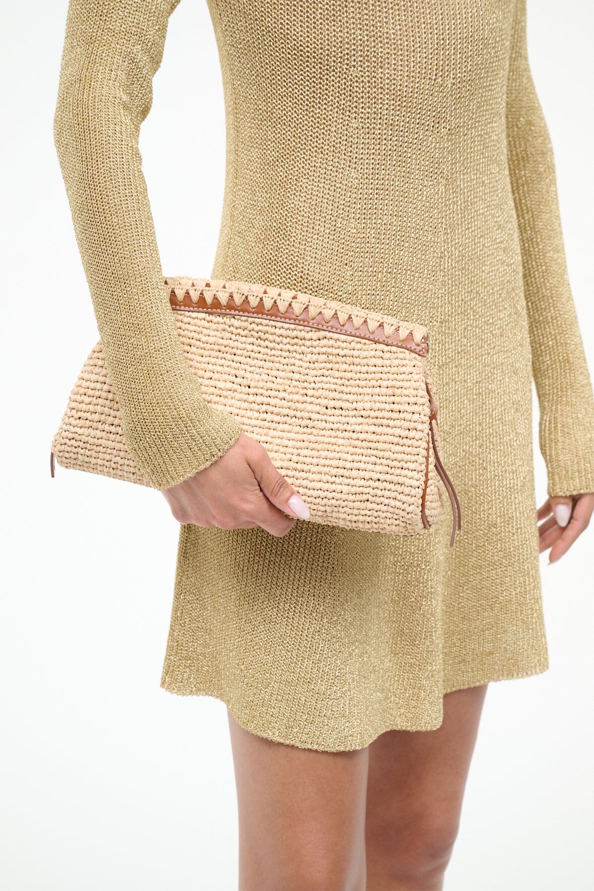 STAUD Handbags Maude Convertible Clutch Natural Tan