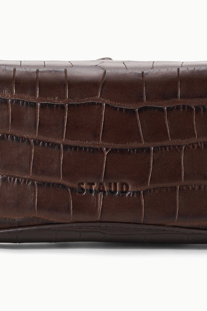 STAUD Handbags Eve Clutch Espresso Croco
