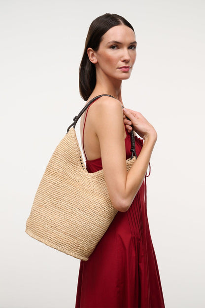 STAUD Handbags Lani Large Raffia Bucket Bag Natural