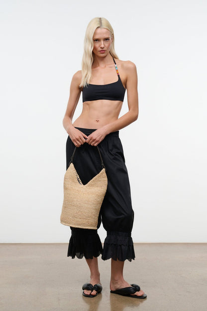 STAUD Handbags Lani Large Raffia Bucket Bag Natural