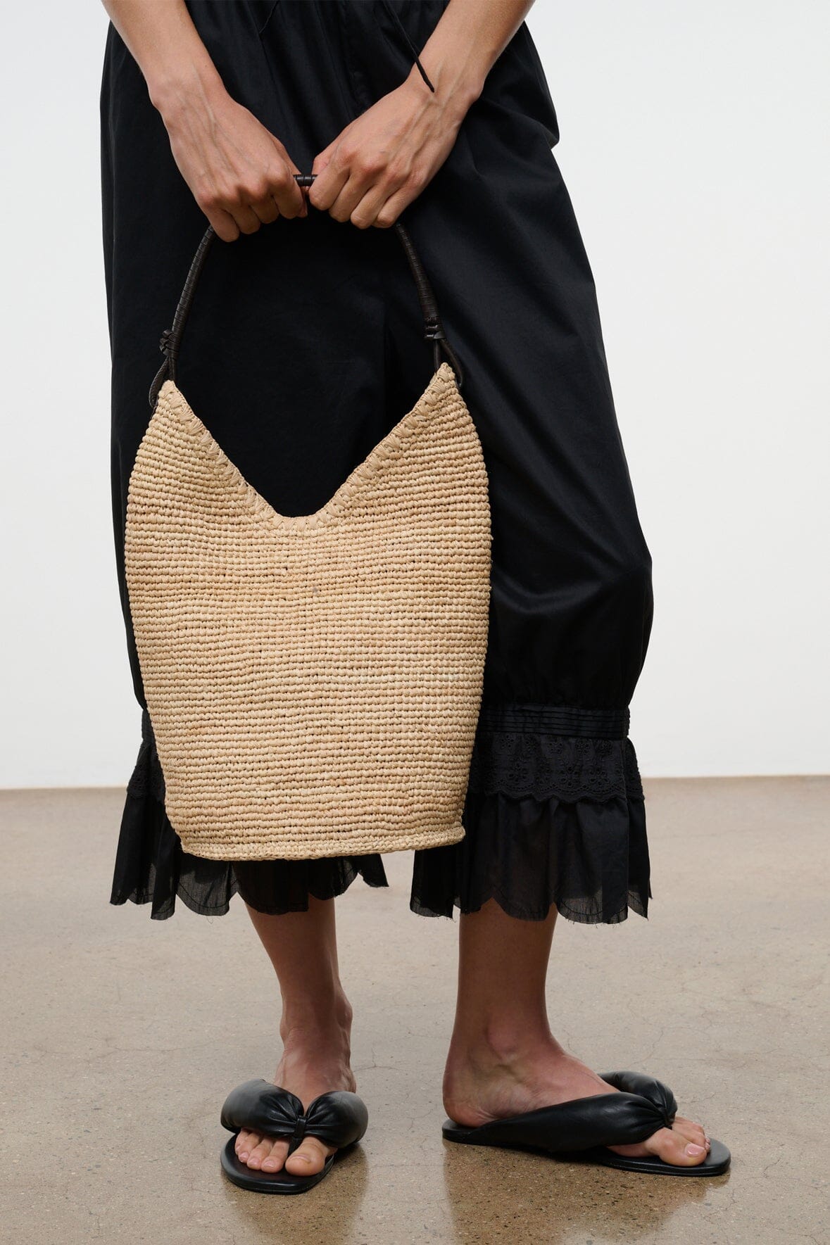 STAUD Handbags Lani Large Raffia Bucket Bag Natural