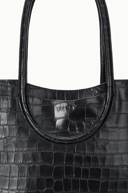 STAUD Handbags Maude Tote Bag Black Croco