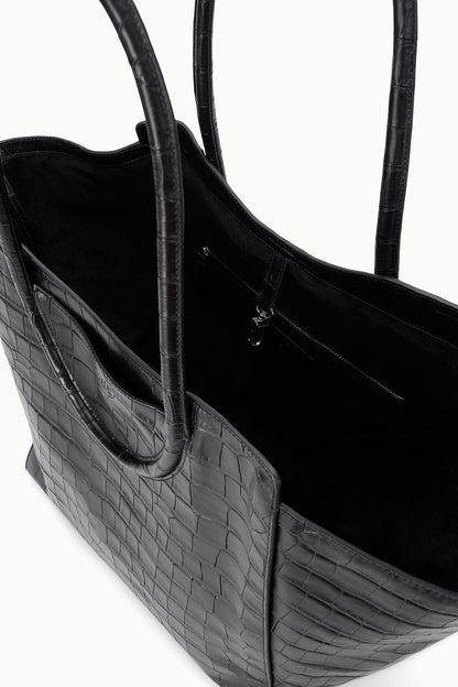 STAUD Handbags Maude Tote Bag Black Croco