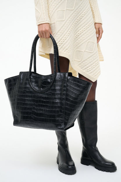 STAUD Handbags Maude Tote Bag Black Croco