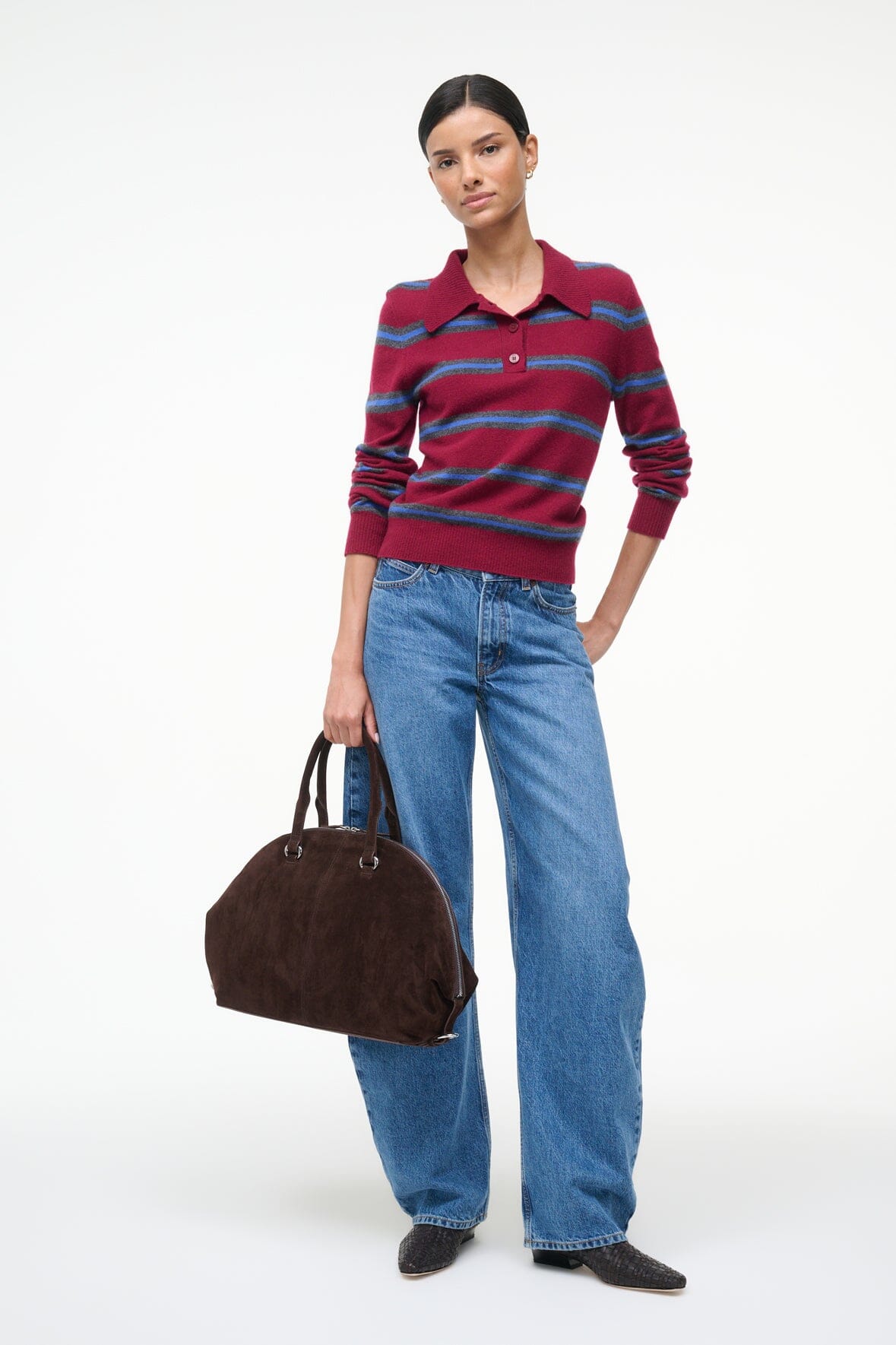 STAUD Handbags Hester Satchel Espresso Suede
