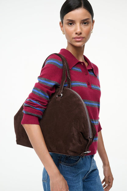 STAUD Handbags Hester Satchel Espresso Suede
