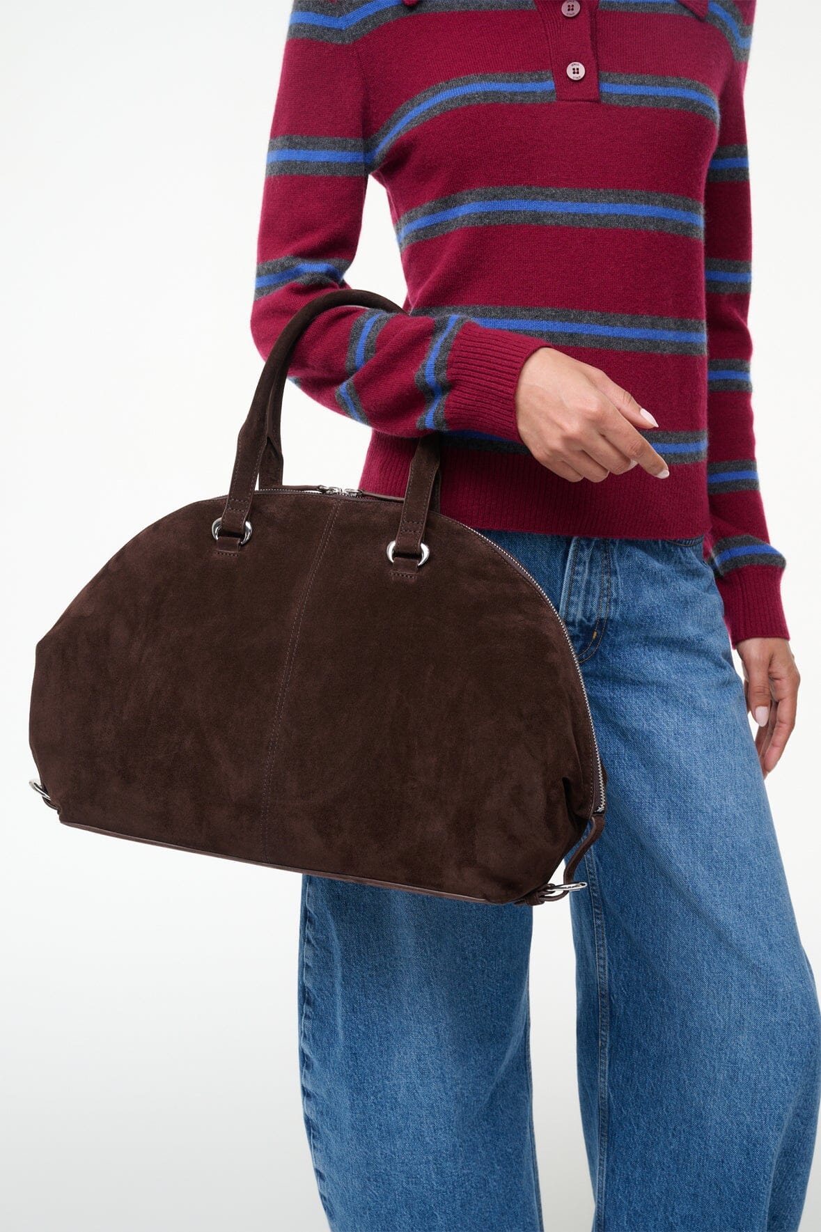 STAUD Handbags Hester Satchel Espresso Suede