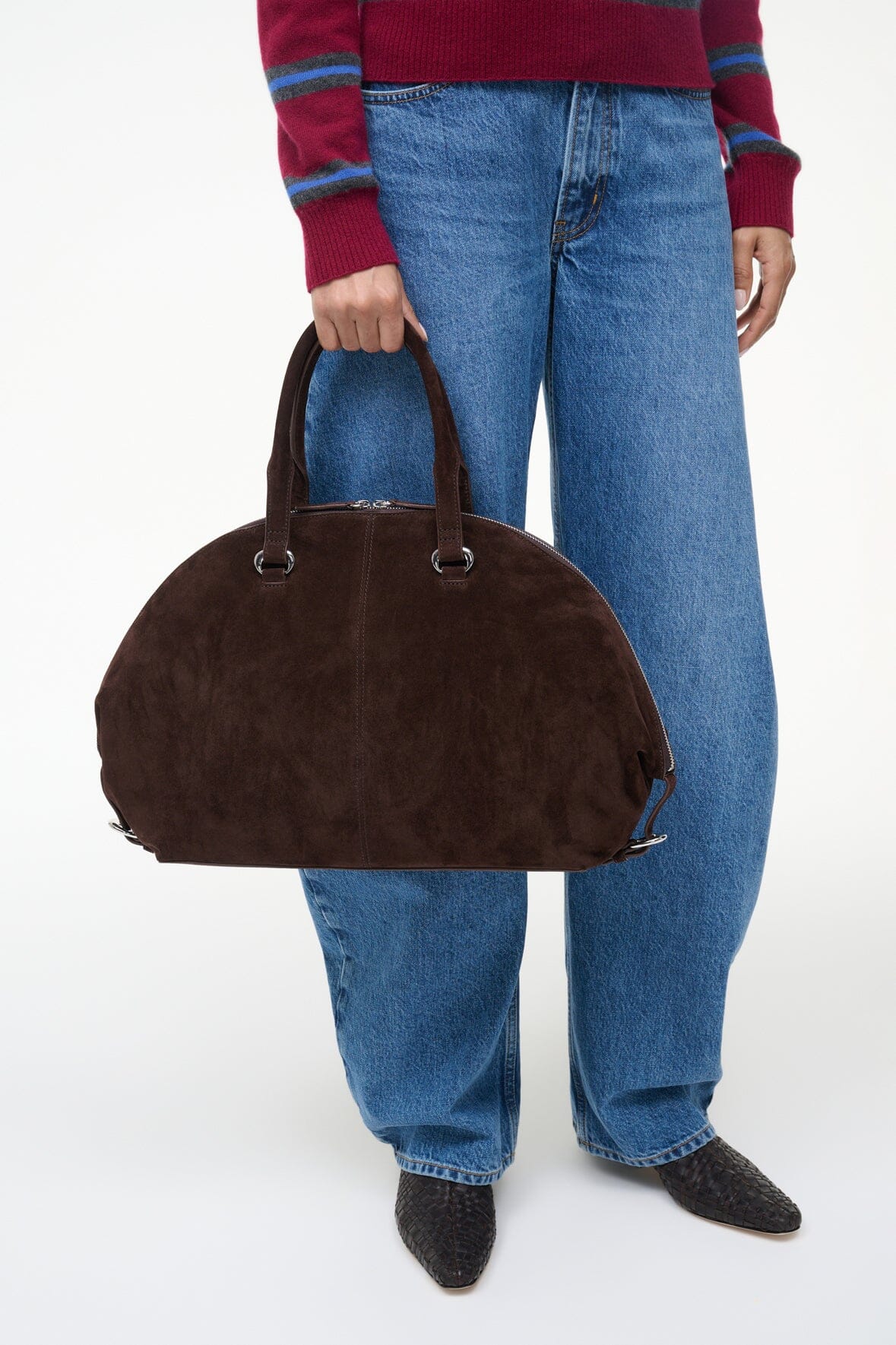 STAUD Handbags Hester Satchel Espresso Suede