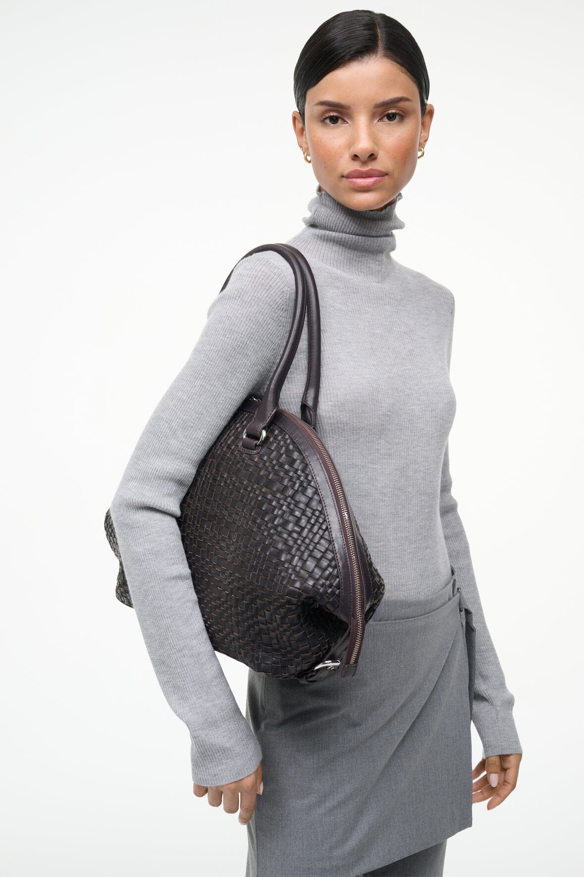STAUD Handbags|Sale Hester Satchel Espresso Woven