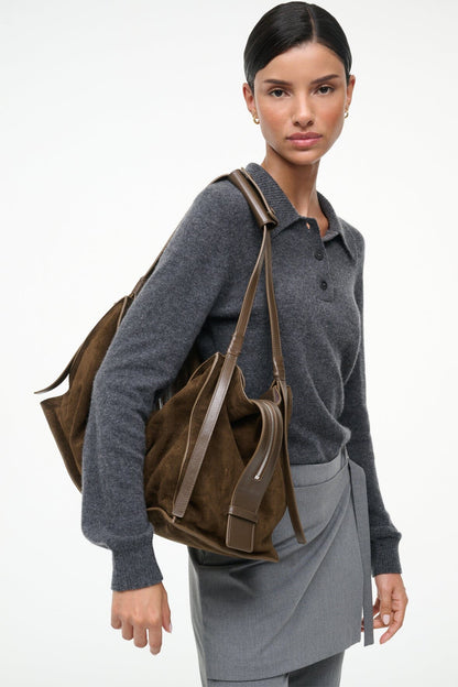 STAUD Handbags Large Harold Bag Truffle Suede
