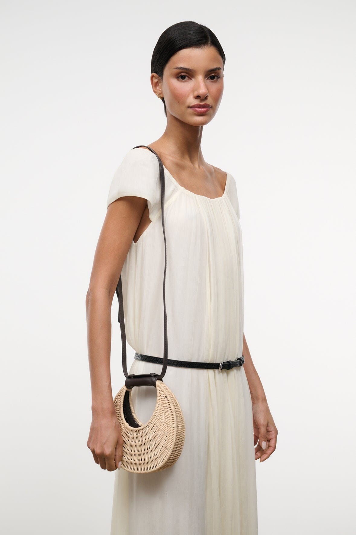 STAUD Handbags Good Night Moon Wicker Bag Natural