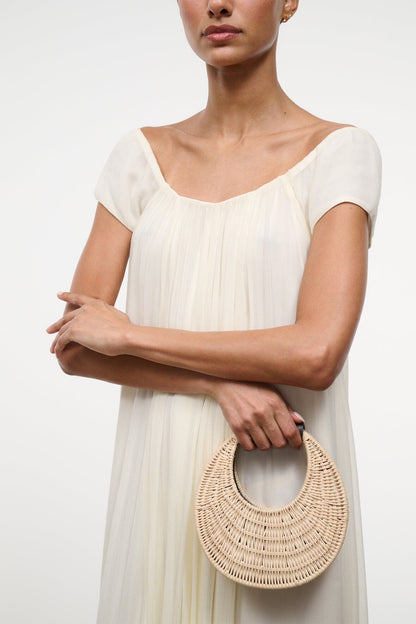 STAUD Handbags Good Night Moon Wicker Bag Natural
