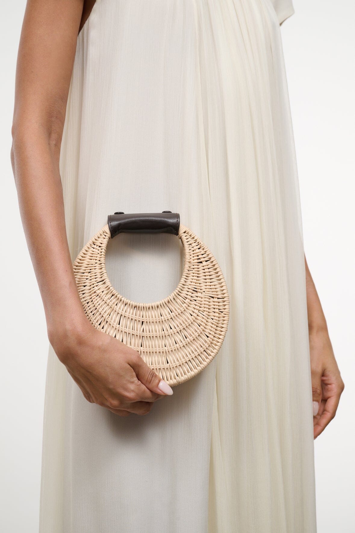 STAUD Handbags Good Night Moon Wicker Bag Natural