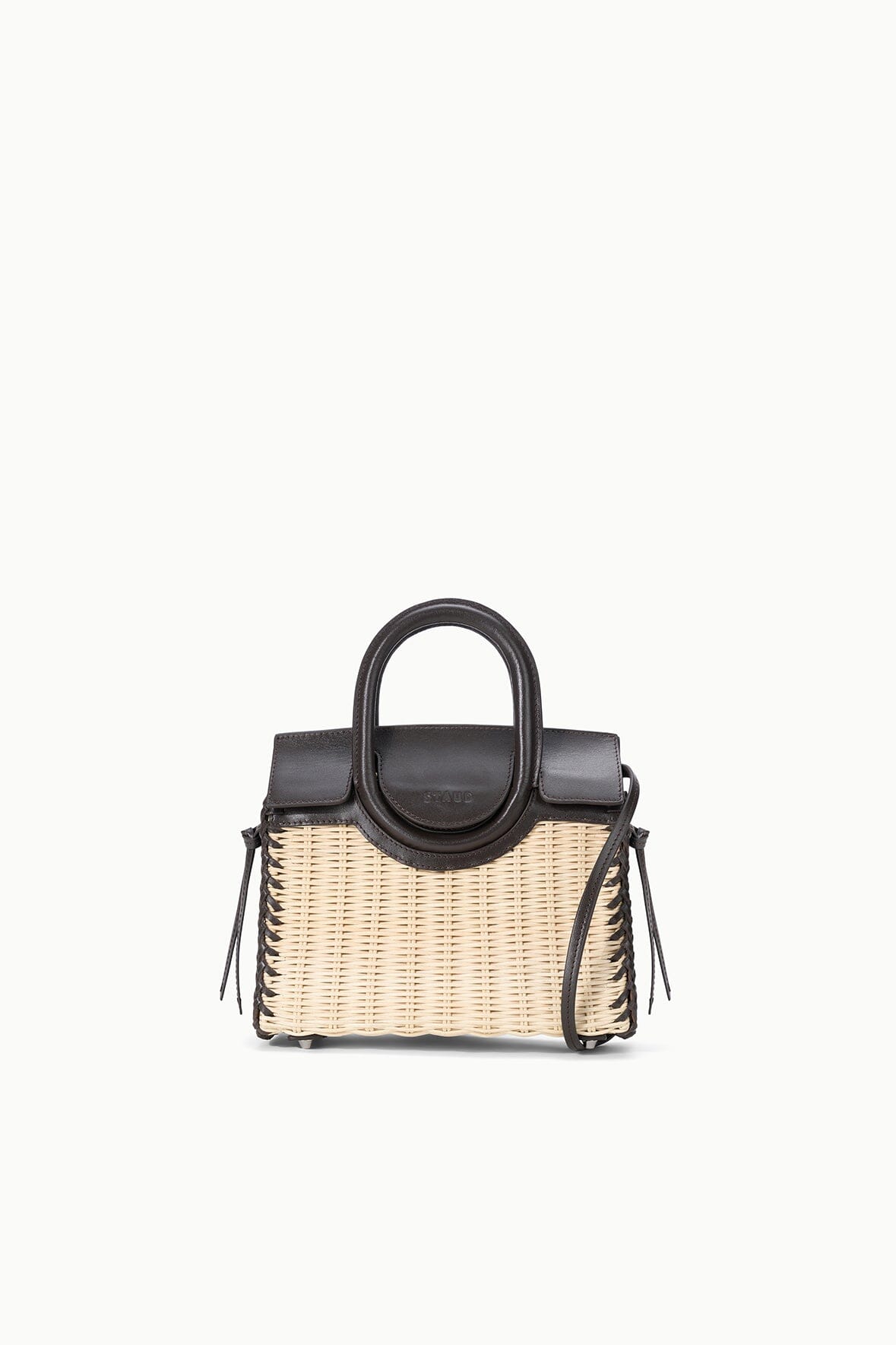 STAUD Handbags Maude Mini Wicker Carryall Natural Espresso