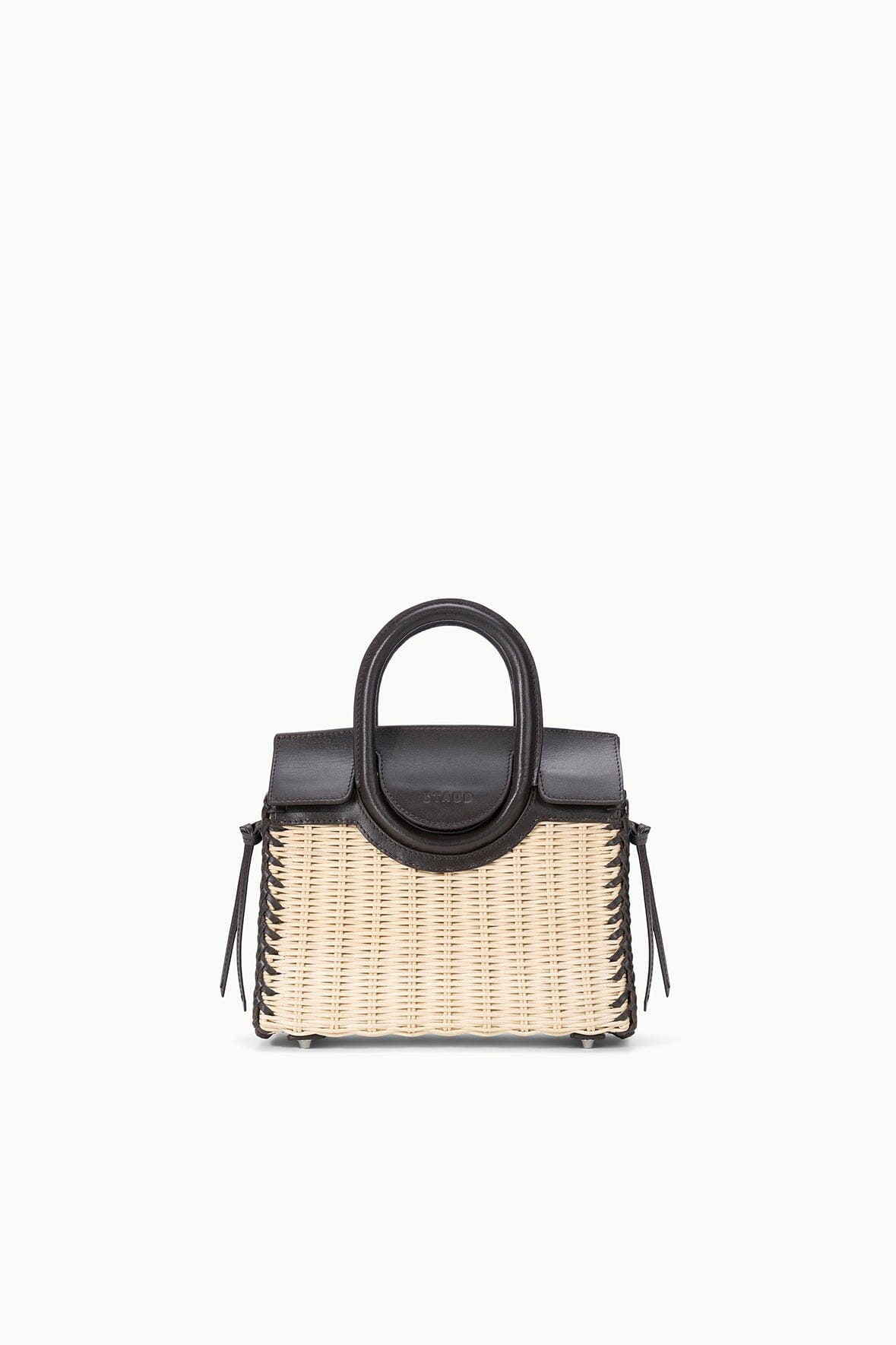 STAUD Handbags Maude Mini Wicker Carryall Natural Espresso