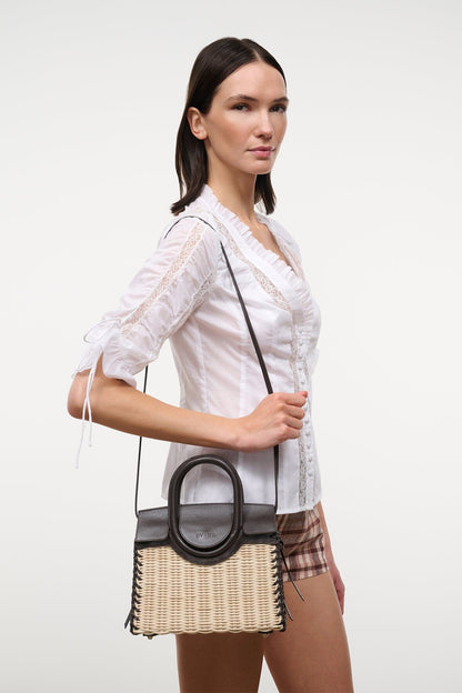 STAUD Handbags Maude Mini Wicker Carryall Natural Espresso